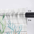 Summer Beach Sheer Valance Curtains, Ocean Colorful Coral Shell Seaweed Starfish Wood Grain Light Filtering Kitchen Valances Rod Pocket Voile Curtain Treatment for Bedroom/Living Room/Basement 60Wx18L