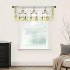 Lemon Dwarfs Sheer Valance Curtains, Gnome Green Leaf Wood Striped Black Plaid Light Filtering Kitchen Valances Rod Pocket Voile Curtain Window Treatment for Bedroom/Living Room/Basement 54Wx18L