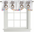 Grey Easter Tie Up Valance Curtains for Windows, Kitchen Curtains Window Shades, Spring Cartoon Bunny Colorful Eggs Wood Grain Light Filtering Roman Curtain Valances for Bedroom/Bathroom/Cafe 42"x18"