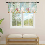 Easter Sheer Valances for Windows 60"x18", Light Filtering Kitchen Curtains Valance, Spring Watercolor Eggs Country Tulip Wooden Grain Rod Pocket Chiffon Curtains for Living Room Bedroom Cafe