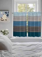 Retro Farm Blue Gray Wood Grain Window Valance Curtains, Rustic Wooden Plank Light Filtering Kitchen Valance with 3-inch Rod Pocket for Living Room Bathroom Bedroom,2 Panel,52x45In