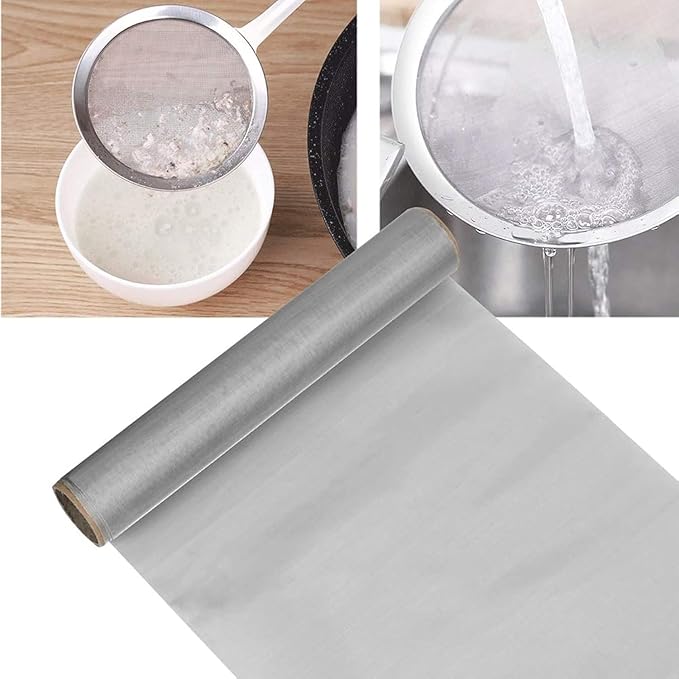 Woven Stainless Steel Wire Mesh, 250 Mesh Durable & Flexible, Fine to Large Mesh, Ideal for Filters, Screens, Rodent & Insect Protection (Silver 0.25x1m)