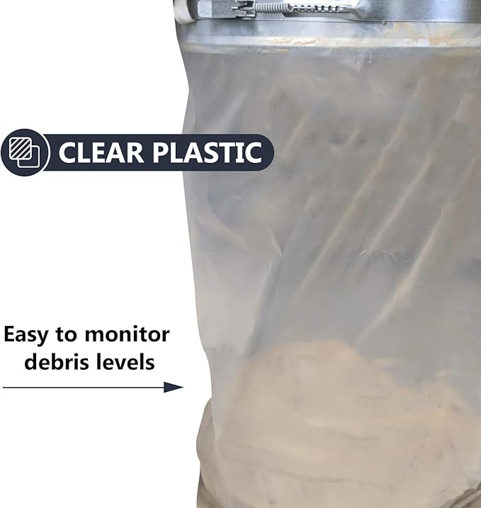 Clear Plastic Dust Collector Replacement Bag Fit 20-Inch Diameter Filter Drums, Upgraded Heavy-Duty Woodworking Bags, 20” Dia X 43” Length x 5-Pack