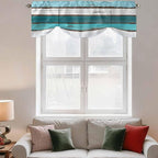 Turquoise Teal Tie Up Valance Curtains for Windows, Kitchen Curtains Window Shades, Farmhouse Retro Ombre Wooden Grain Light Filtering Roman Curtain Valances for Bedroom/Bathroom/Cafe 42"x12"
