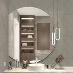Half circle mirror，half circle mirrors for wall，half moon mirrors for wall，Dimmable LED Vanity Mirror Half Circle,Illuminated Mirror with Demister Pad, Anti-fog bathroom mirror，3 colours dimmable(Tric