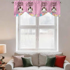 Pink Easter Tie Up Valance Curtains for Windows,Kitchen Curtains Window Shades,Easter Bunny Eggs Spring Cartoon Farmhouse Wood Grain Light Filtering Curtain Valances for Bedroom/Bathroom/Cafe 42"x18"