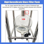 10L Vacuum Buchner Funnel Filtering Kit Glass Vacuum Suction Filter with 304 Stainless Steel Buchner Funnel & Glass Filter Flask Negative Pressure Filtration for Lab Liquid-Liquid Extraction