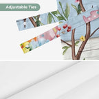 Easter Tie Up Valance Curtains for Windows, Kitchen Curtains Window Shades, Spring Watercolor Bunny Eggs Wood Grain Teal Blue Light Filtering Roman Curtain Valances for Bedroom/Bathroom/Cafe 42"x12"