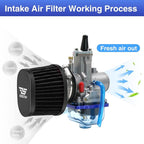2PCS Motorcycle Air Filter Universal 38MM Replacement Engine Filter High Performance Air Filters Fit Motocross Carburetor Cleaner for Pit Bike Scooter Moped ATV (Black)