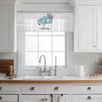 Welcome Sheer Valance Curtains, Summer Car with Cactus Succulents Grey Wood Grain Light Filtering Kitchen Valances Rod Pocket Voile Curtain Window Treatment for Bedroom/Living Room/Basement 54Wx18L