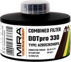 MIRA Safety - DotPro 330 - Industrial Grade Gas Mask Filter | A2 B2 E2 K2 HG P3 Filter Rating | Long Shelf Life | 40mm NATO Filter | Fits CBRN Gas Masks