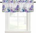 Spring Flowers Curtain Valances for Windows, Kitchen Valance Window Treatment, Watercolor Garden Florals Wooden Grain Light Filtering Block Curtains for Bathroom/Bedroom/Living Room 60'' x 18''