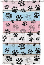 Sheer Curtains 84 Inches Long, Pink Blue Paw Print Semi Sheer Curtains Light Filtering Window Treatment, Vintage Farmhouse Wooden Grain Privacy Voile Drapes for Living Room Bedroom 52x84 Inch
