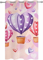 Hot Air Balloons Waterproof Outdoor Curtains for Patio, Windproof Weatherproof Curtains with Weighted Hem, Valentine's Day Watercolor Love Balloons Light Filtering Privacy Drapes for Porch 54"x 108"
