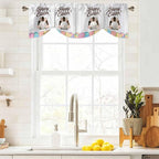 Grey Easter Tie Up Valance Curtains for Windows, Kitchen Curtains Window Shades, Spring Cartoon Bunny Colorful Eggs Wood Grain Light Filtering Roman Curtain Valances for Bedroom/Bathroom/Cafe 60"x18"