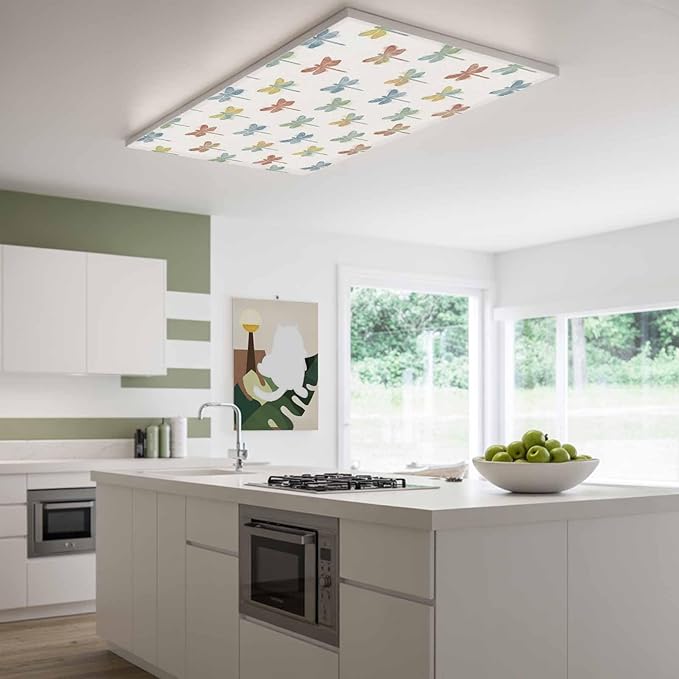 Fluorescent Light Covers for Ceiling Lights Watercolor Dragonfly Magnetic Light Filters 4 Pack 4x2 ft Colorful Linen Ceiling Lights Cover for Classroom Office School Home Drop Lamp Decor