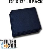 Carbon Fine Filter Media, 3/8" Thick, 12" x 12" Pads, 5 Pack, Perfect for Aquariums, Ponds or Water Gardens, Made in USA