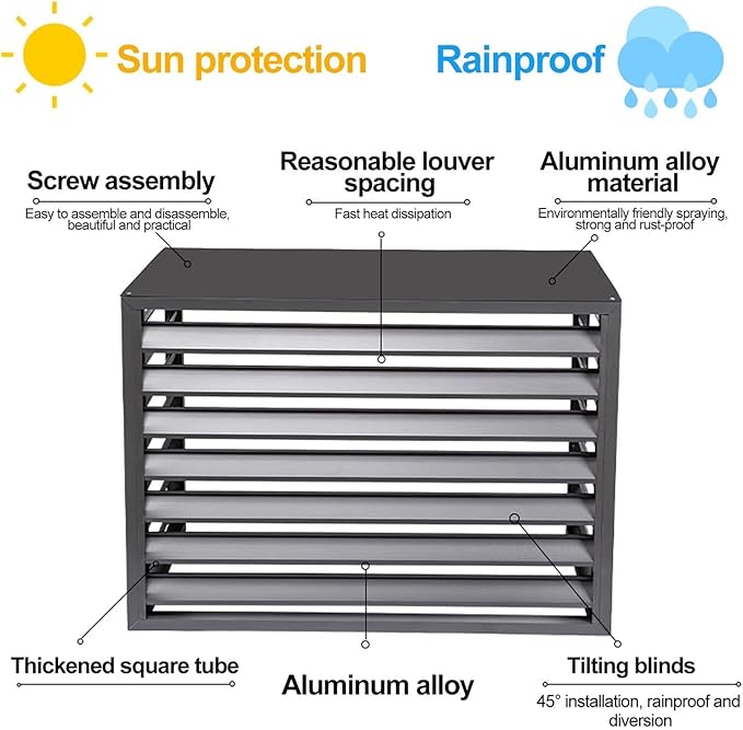 Split Air Conditioner Fence Privacy Screen 4 Panel, Aluminum Air Conditioner and Heat Pump Cover, Trash can Enclosure, Outdoor Flower Stand (Brown 100x50x70cm/39x20x28in)