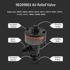 98209800 98209803 Manual Air Relief Valve with Pressure Gauge for Swimming Pool and Spa Filter High Flow Manual Relief Valve (No Pressure Gauge)
