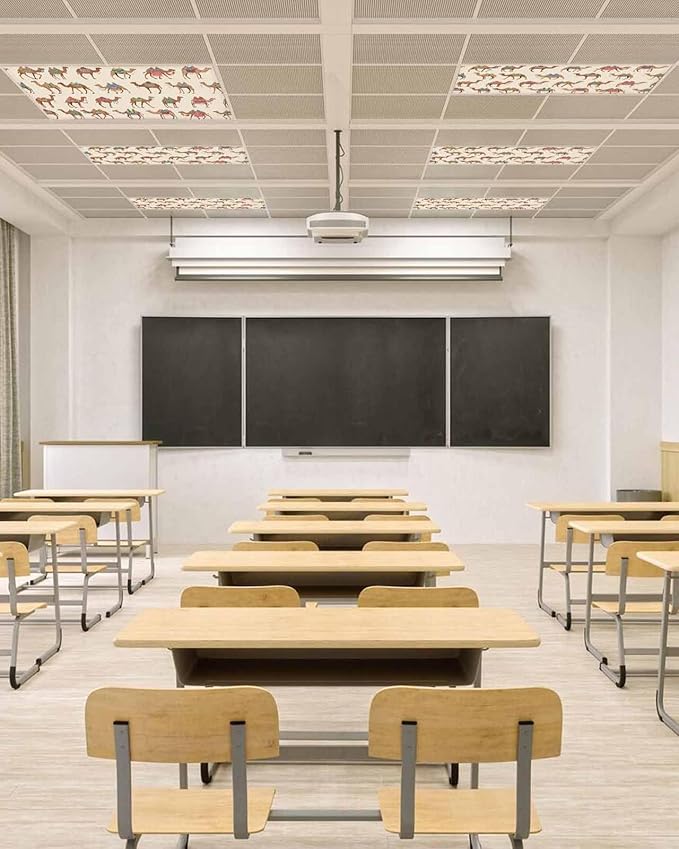 Fluorescent Light Covers for Ceiling Lights Desert Camel Magnetic Light Filters 4 Pack 4x2 ft Vintage Southwest Date Trees Ceiling Lights Cover for Classroom Office School Home Drop Lamp Decor