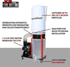 Bucktool 1.5HP Portable Dust Collector, 1100 CFM Workshop Dust Extraction Machine with Mobile Stand