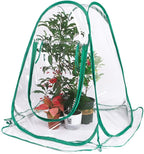 Pop Up Greenhouse Mini Plant Cover - PVC Greenhouses for Flower and Seedling Protection - Outdoor Frost Tent with Transparent Rolling Windows - Includes 4 Steel Hoops & Storage Bag