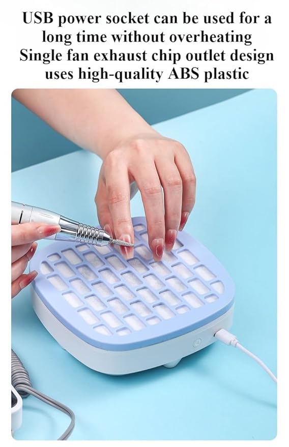 Mini Nail Dust Collector & Extractor Fan - Low Noise Portable Vacuum for Nail Drilling and Polishing, Compact Design with Magnetic Filter Cover for Home Salon (WHITE)