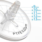 Air Venting Filter Sterile PTFE Hydrophobic Filter Disc 50mm 0.22μm with 7mm-13mm Stepped Hose and Barb Female Luer for Air Filtration, Individually Packed (10)