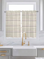 Vintage Country Wooden Board Window Valance Curtains, Gradient Wood Grain Line Light Filtering Kitchen Valance with 3-inch Rod Pocket for Living Room Bathroom Bedroom,2 Panel,27.5x45In