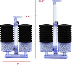 Multi Layer Filter Media Biochemical Dual Sponges Filters with Extendable Telescopic Air Flow Outlet Air Pump Driven for Betta Fry Aquarium Fish Tank Up to 50 Gallon (1-Pack, Black Sponge)