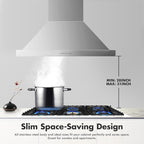 48 inch Wall Mount Range Hood Vent Convertible Vent 800CFM Stainless Steel for Kitchen 4 Speed Exhaust Fan ETL listed(48 inch Single motor)