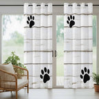 Wood Grain Outdoor Curtains for Patio Claws Animals Wooden White Waterproof Outside Curtains with Grommet Top Weatherproof Curtain for Cabana Pergola Gazebo, 2 Pack, 54" W x 108" L