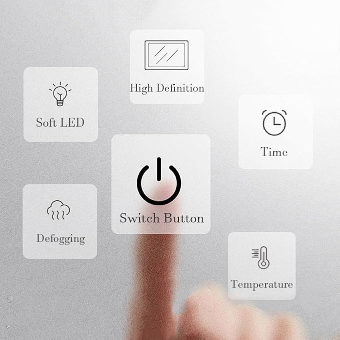 LTSRLL Frameless Illuminated LED Bathroom Wall Mirror with Touch, Demister Pad and Dimmable Lights & 3 Colors for Makeup Shaving and Bath Vanity IP44(Translucent,50cm/19.7in)