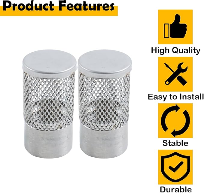 Dia Hose Inlet Suction Strainer Filter, Stainless Steel Water Pump Filter for Garden Irrigation, High Pressure Water Pump, Sprayer & Plumbing Systems (2Pcs 25mm)