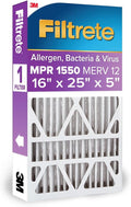 Filtrete 16x25x5 AC Furnace Air Filter, MPR 1550, MERV 12, Fits Honeywell & Trion AirBear, CERTIFIED Asthma & Allergy Friendly, Electrostatic Air Filter, 1-Pack (actual size 15.75 x 24.13 x 4.88)