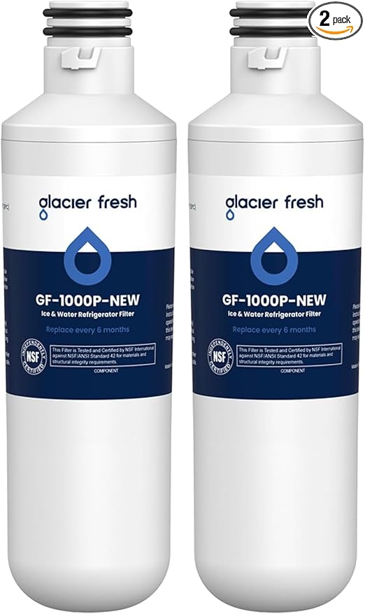 GLACIER FRESH Water Filter LT1000PC Replacement for LG Refrigerator, Compatible with LG LT1000P/PC/PCS, LT1000PC, LT-1000PC, MDJ64844601, ADQ747935 ADQ74793504 Water Filter (2 Pack)