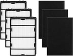 Improvedhand HAPF600 HEPA Filter Replacement for Hol-mes Air Purifier, Replace HAPF600D, HAP615, HAP625, HAP650, HAPF600D-U3, HAP725, HAP750 Filter B, 3 HEPA Filters & 3 Carbon Pre-filters