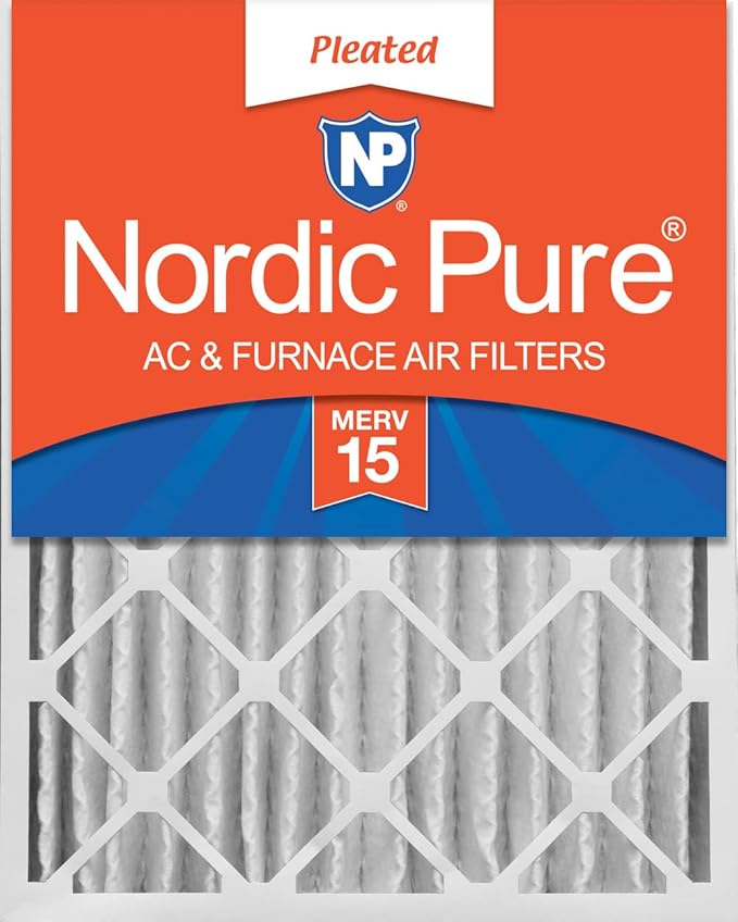 Nordic Pure 20x25x4 (Actual Size: 19 1/2 x 24 1/2 x 3 5/8) Pleated MERV 15 Air Filter 1 Pack