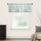 Summer Beach Sheer Valance Curtains, Green Ocean Colorful Coral Shell Seaweed Starfish Light Filtering Kitchen Valances Rod Pocket Voile Curtain Treatment for Bedroom/Living Room/Basement 54Wx18L