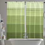 Gradient Green Wooden Board Window Valance Curtains, Retro Country Wood Grain Light Filtering Kitchen Valance with 3-inch Rod Pocket for Living Room Bathroom Bedroom,2 Panel,52x72In