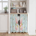Easter Kitchen Curtains 45 Inch Long 2 Panel Set, Rod Pocket Window Treatment, Spring Rabbits Ears Feet Flowers Wooden Grain Light Filtering Panels Short Drapes for Bathroom Camper 42"W x 45"L