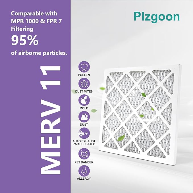 12x12x1 Air Filter MERV 11 MPR 1000 (4 Pack) Pleated HVAC AC Furnace Air Filter Air Conditioner Filters for Home Office (Exact Dimensions: 11.81"L x 11.81"W x 0.79"Th)