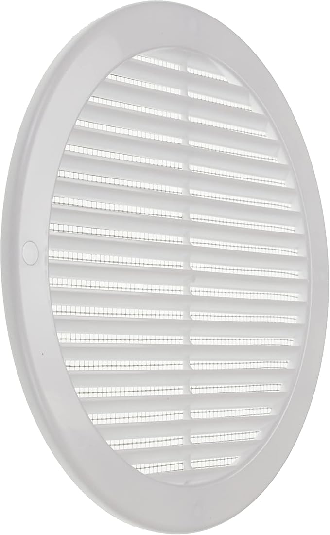 Vent Systems 8" Inch (Opening Dimensions) White Soffit Vent Cover - Plastic Round Air Vent Grille - Built-in Mesh Screen - HVAC Register Louver for Bathroom, Home, Kitchen