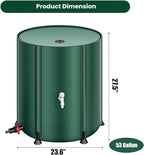THUNDERBAY 53 Gallon Collapsible Rain Barrel, Portable Rain Barrels to Collect Rainwater from Gutter, Rainwater Collection System, Water Storage Tank Catcher Container with Filter Spigot