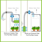iPower 4 Inch Air Carbon Filter, with Australia Virgin Charcoal for Inline Fan, Hydroponics, Grow Tent, Prefilter Included, Reversible Flange 4" x 12", Silver