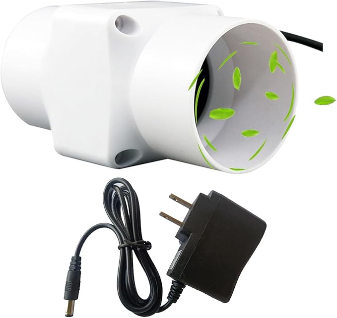2“ Inline Duct Fan 12V 22 Cfm HVAC Quiet Exhaust Blower Small Ventilation Fan for Grow Tent Basements, Kitchens, Attics (Color : White, Size : NO Adjustable Speed)