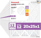 Honeywell 20x25x1 MERV 12 Electrostatic Pleated HVAC AC Furnace Air Filter (12-Pack) | Replacement Filter for Home Use | Made in USA