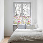 Happy Easter Half Window Curtains 24 Inches Long, Spring Watercolor Bunny Eggs Flower Branch Window Treatment Curtain Drapes, Short Curtains Tiers for Kitchen Over Sink, 27.5"x24", 2 Panels