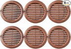 VENTS-US - 4" Brown Pack of 6 Plastic Round Vent Covers with Built-in Insect Screen and Flange for Air Supply or Exhaust Applications