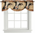 Farmhouse Cow Tie Up Valance Curtains for Windows, Kitchen Curtains Window Shades, Country Vintage Animals Wooden Grain Light Filtering Roman Curtain Valances for Bedroom/Bathroom/Cafe 60"x18"